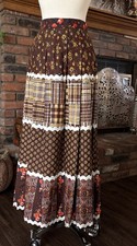 Vintage Patchwork Maxi Western Boho Prairie Cottagecore Maxi 25  Waist Skirt