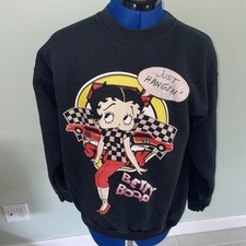 VTG 90's Graphic 50's Car Nascar BETTY BOOP Just Hangin Sweatshirt Adult Sz Med