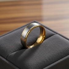 Bicolor Edelstahlring Kratzfest Gl&auml;nzend Partnerring f&uuml;r Paare