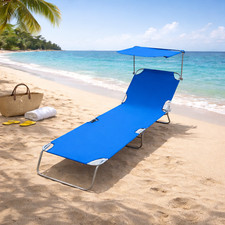 Set 2 Lettini Da Spiaggia Pieghevoli In Tessuto Rosso, Telaio In Acciaio, Regolabili, Con Tasca E Poggiatesta
