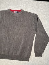 Vintage Chaps Ralph Lauren Sweater Men  s XL Gray Cable Knit Hand Framed Logo