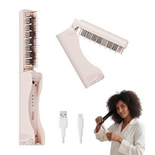 Cordless Hair Straightener Brush Portable Mini with Ceramic Plates  3 Heat