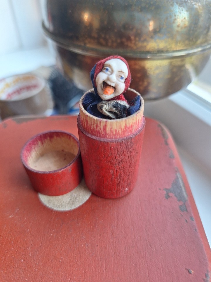 A rare early-1900s German grotesque miniature — the kind of unsettling little object that stops every single visitor dead in their tracks and demands an explanation.
