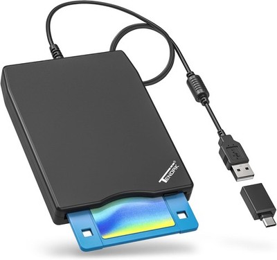 Tendak USB Floppy Disk Drive, Reader 3.5 inch Portable Black 