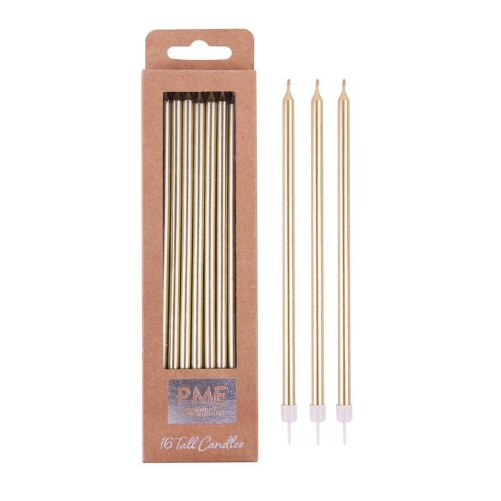 PME Gold Candles with White Holders, 18 cm, Pack of 16 - Image 2