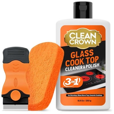 Ceramic Cooktop Cleaner Kit Glass Top Stove Scraper Pad 8.8oz 3-in-1