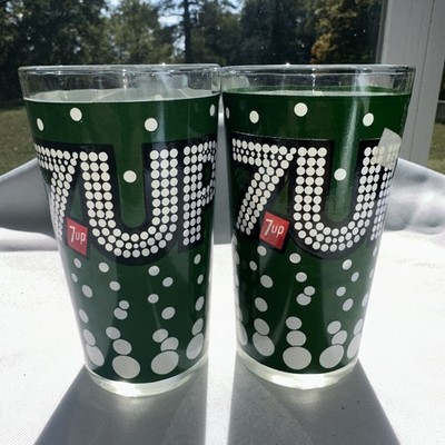 Vintage 7-UP Bubbles Soda Fountain Drinking Glasses Tumblers #42