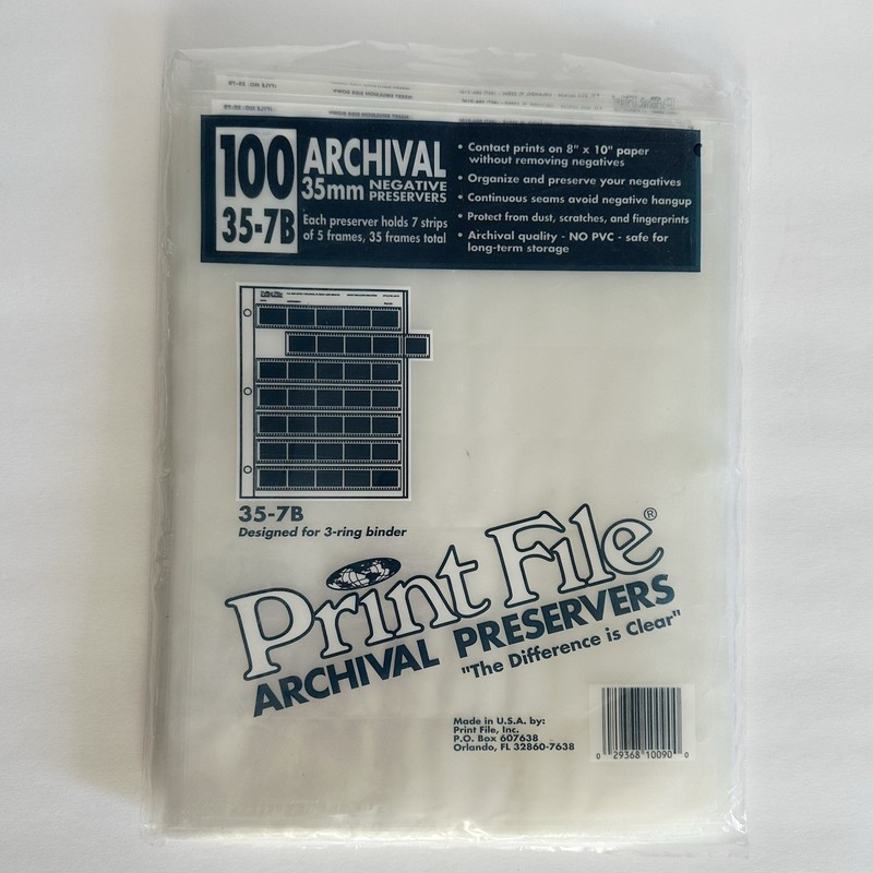 Print File | 35mm Size | Archival Negative Preserver Pages | Pack of 85 | New