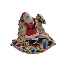 Vintage Santa Claus On Rocking Horse Christmas Ceramic Byron Molds 1985 