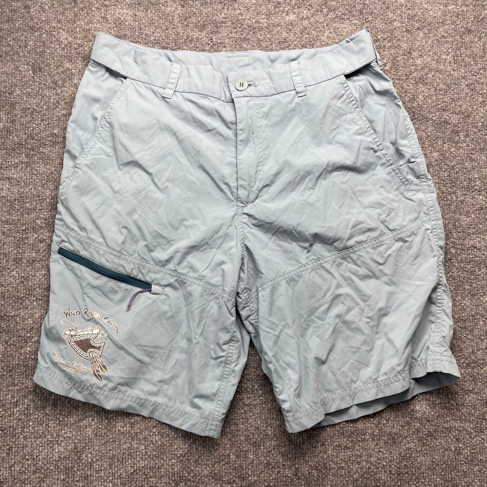 Patagonia Guidewater Shorts Mens Medium Blue Wind River Canyon Fly Fishing 82127