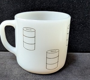 Vintage Federal Glass Trilla Steel Barrel. Milk glass coffee mug cup excellent