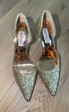 Badgley Mischka Women s Gold Glitter D'Orsay Pointed Toe Stiletto Heels 6.5