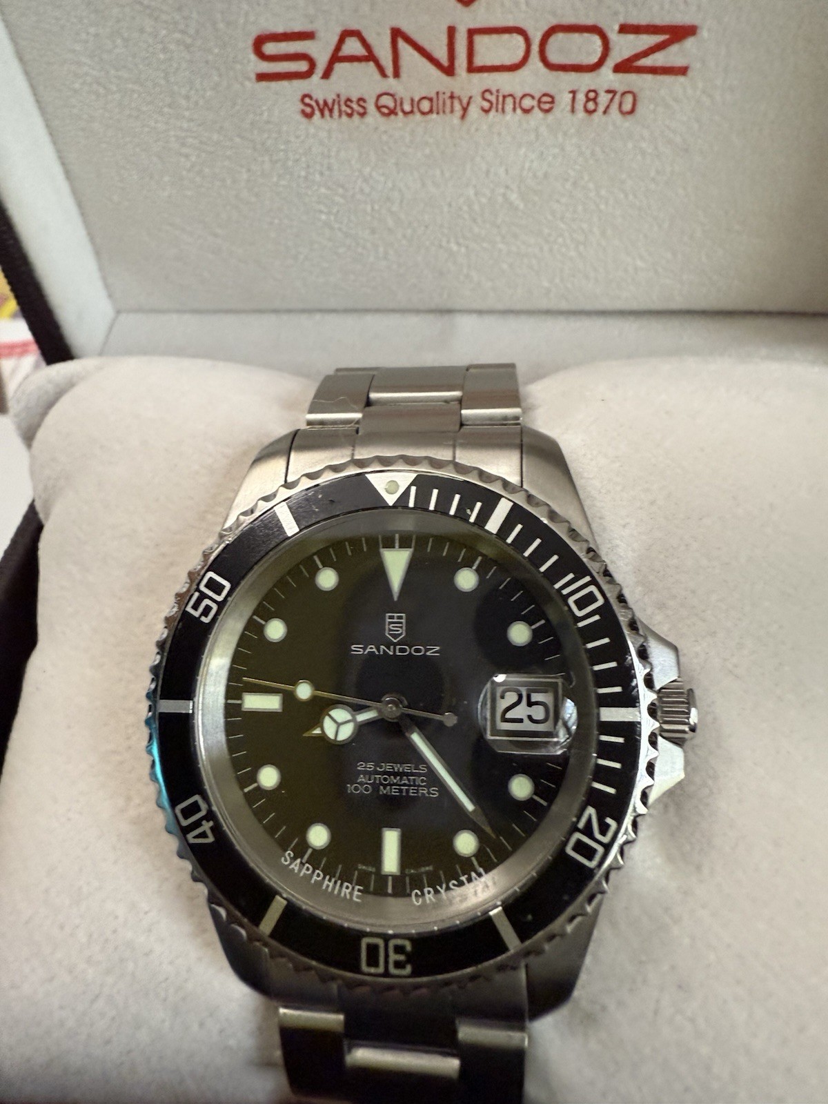 Sandoz Mechanical Automatic Divers Watch With Box… - image 19