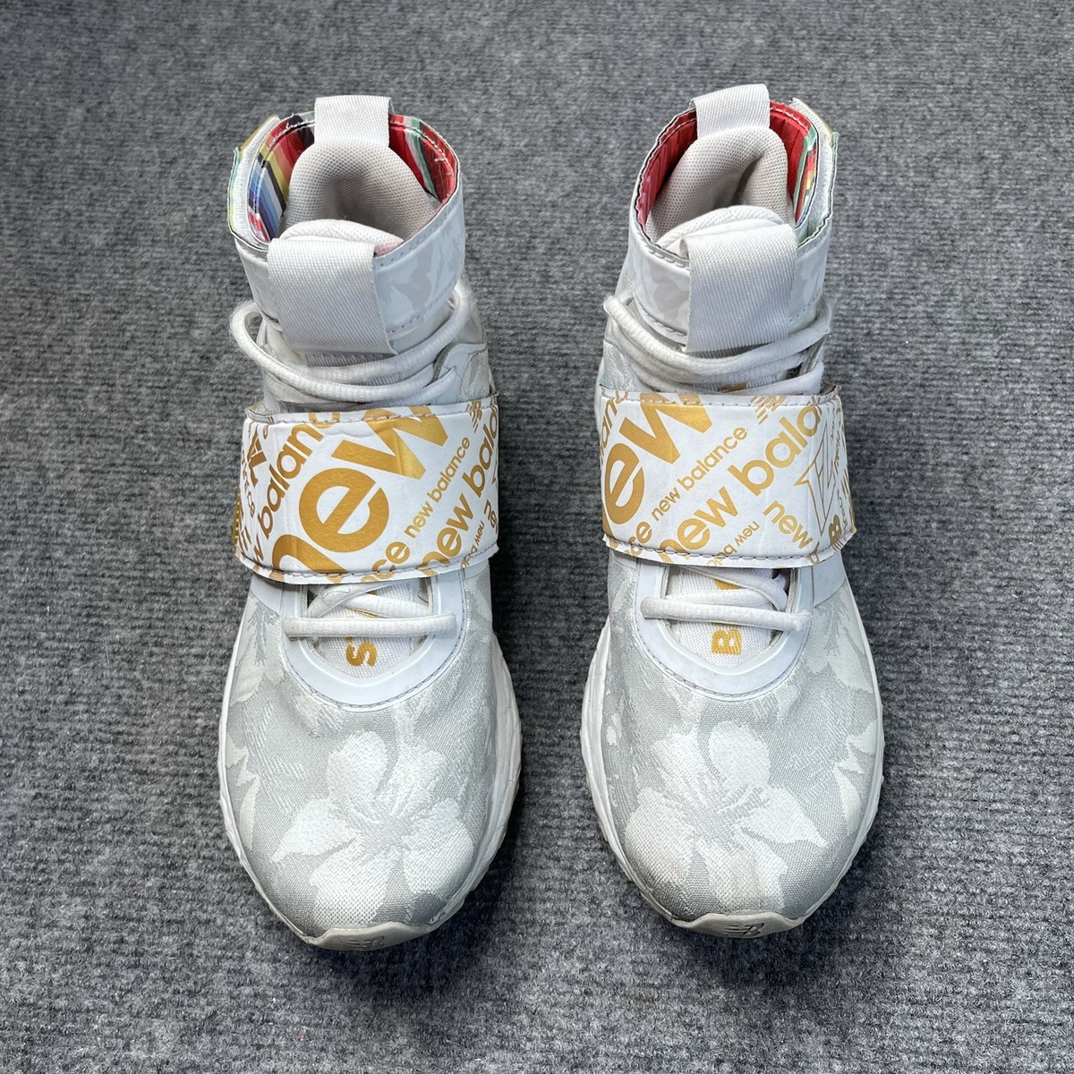 New Balance Lindor 1 White Gold Floral Basketball Sneakers Mens