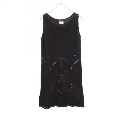 Robe sans manches CHANEL #38 P23313V01569 coton noir occasion femme Coco CC - Photo 1/4