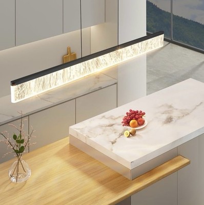 Waikmdv Black Chandeliers 39.4  Linear Pendant Lights Kitchen Island LED 1215A