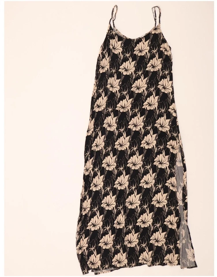 O'NEILL женщин без рукавов макси платье Великобритании 18 XL черный цветочный вискозы DA26 - Изображение 2 из 3