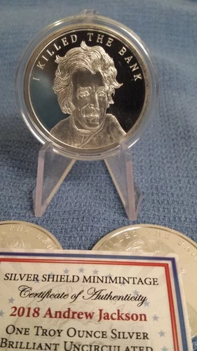 2018 Andrew Jackson 1 ozt. Silver Shield Mini Mintage BU w/ COA