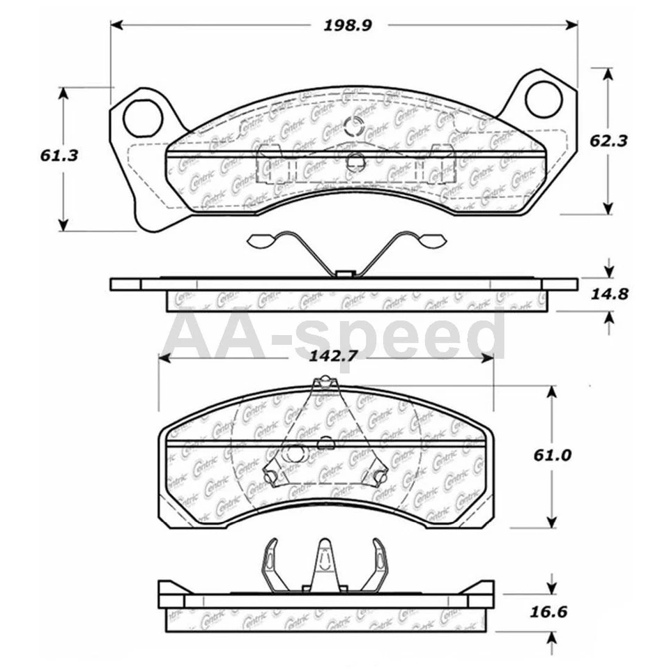 Front Rear Brake Pads Fits 1991 1992 1993 1994 Lincoln Town Car - Image 3 of 4