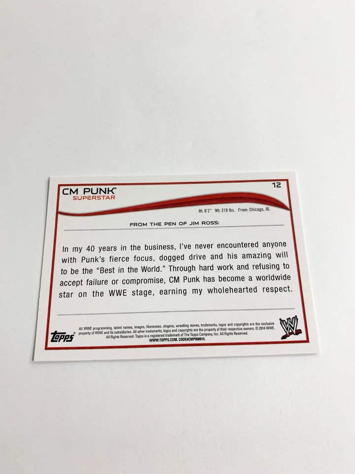 CM Punk 2014 Topps WWE Base Card # 12 - Image 2 of 2