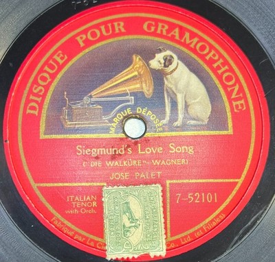 José Palette: Siegmunds Liebeslied DISC ONE-SIDE 78 RPM GRAMMOPHON 7-52101