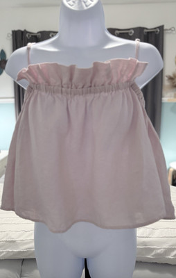Mara Hoffman Light Pink Organic Linen Ruffle Cropped Tank Top M Sleeveless 