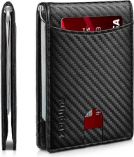 Slim Wallet for Men Genuine Leather RFID Blocking Bifold Minimalist Front Pocket