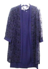 R M RICHARDS 2 Pc. Beaded Scoop Neck Dress Sheer Jacket Purple 12 Petite