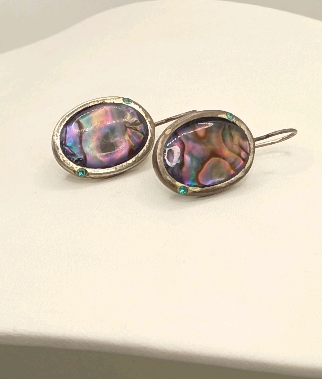 Chicos Abalone Shell Hook Earrings Rhinestone Sil… - image 5