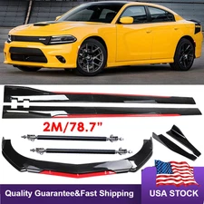 Front Bumper Lip Splitter Spoiler Glossy Black Red Body Kit For Dodge Charger