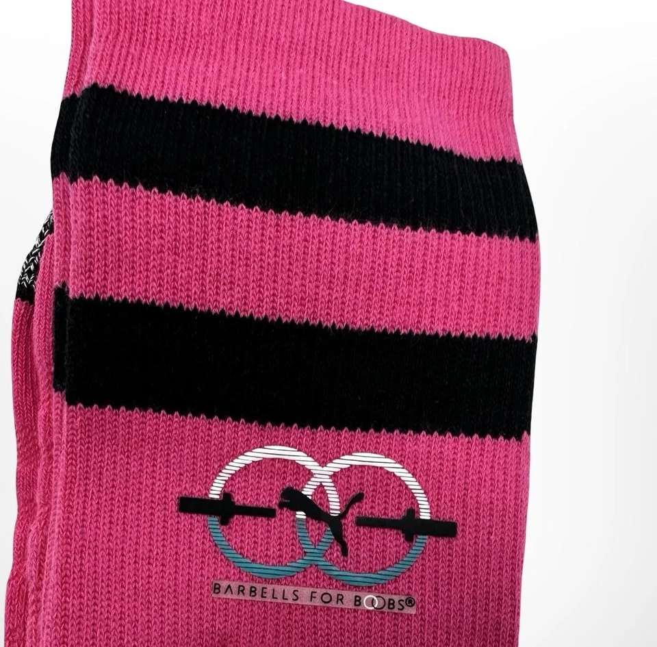 Puma Barbells For Boobs Crew Socks 2 Pack 10-13 Striped New - Image 3 of 4