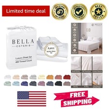 Bella Coterie Luxury Bamboo Viscose King Size Sheet Set  400 TC, 18" Pocket