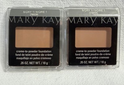 2  Mary Kay Creme to Powder Foundation IVORY 1 Full Size Set of TWO