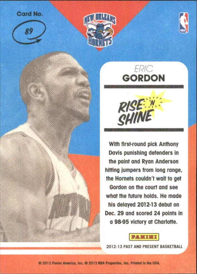 2012-13 Panini Past and Present Rise N Shine #89 Eric Gordon - BSK - Image 2 of 2