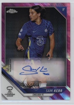 2021 Chrome UEFA Women's Champions League Pink Prism Refractor Sam Kerr Auto 1o2