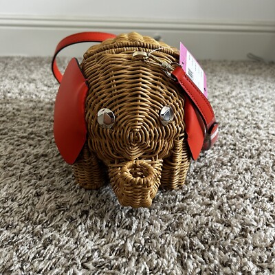 NEW Kate Spade Tiny Wicker Elephant Crossbody Bag Purse