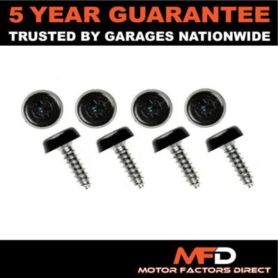 4x Number Plate Screws Self Tapping Polytop Fixed Head Black