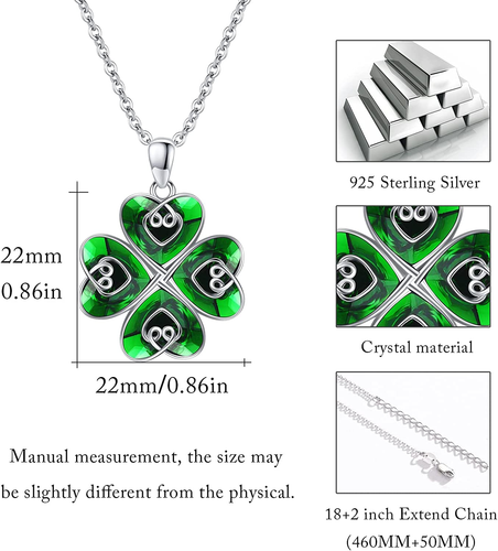 Four Leaf Clover Necklaces 925 Sterling Silver Shamrock Necklace St Patrick’S Da - Picture 6 of 7