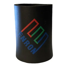 Vintage Enron Black Travel Beer Can Cup Logo Koozie Kup Golf Funny Gift