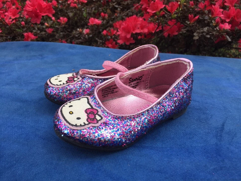 Zapatos planos de ballet HELLO KITTY Sanrio Rainbow Sparkle Mary Janes niñas talla 6 Tod Foto 3 de 4