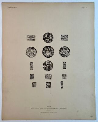19th Century Decorative Art Ornament Lithograph Portfolio Print Germany 1877 #40