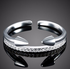 1.2ct Round Cut Simulated Diamond Ring 18k White Gold Plated Stackable Promise