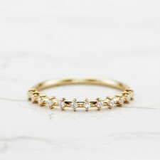 Image of Half Eternity Wedding Band 0.79ct Round Cut Moissanite 14k Yellow Gold Plated