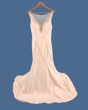 Pre-loved White Fish Tail Illusion Wedding Dress Bridal Gown Size 10