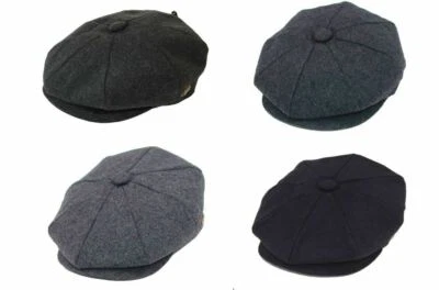 Peaky Blinders Hat Newsboy Flat Cap Herringbone Tweed Wool Baker Boy Gatsby