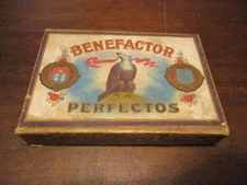RARE CIGAR SHOP DISPLAY CARDBOARD BOX BENEFACTOR PERFECTOS THESE GO ON POST
