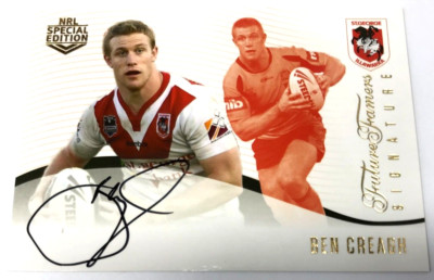2018 TLA NRL GLORY CARD FUTURE FAMERS SIGNATURE CARD FS11 BEN CREAGH-DRAGONS