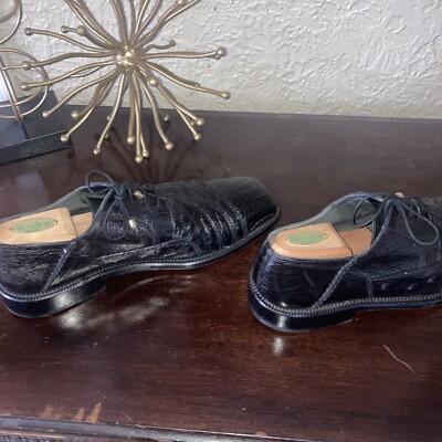 Vintage David Eden Men Handmade Alligator Dress Shoes Square  display picture 1