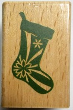 Christmas Stocking Wood-mounted Rubber Stamp 2 x 1-1/4 Inches New