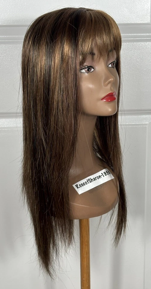 "Peluca sintética Beverly Johnson 24"" larga flequillo marrón dorado castaño rojizo excelente estado A-1" Foto 4 de 4